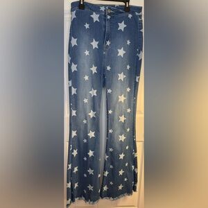 Cello High Rise Star Print Flare Jeans Size 9